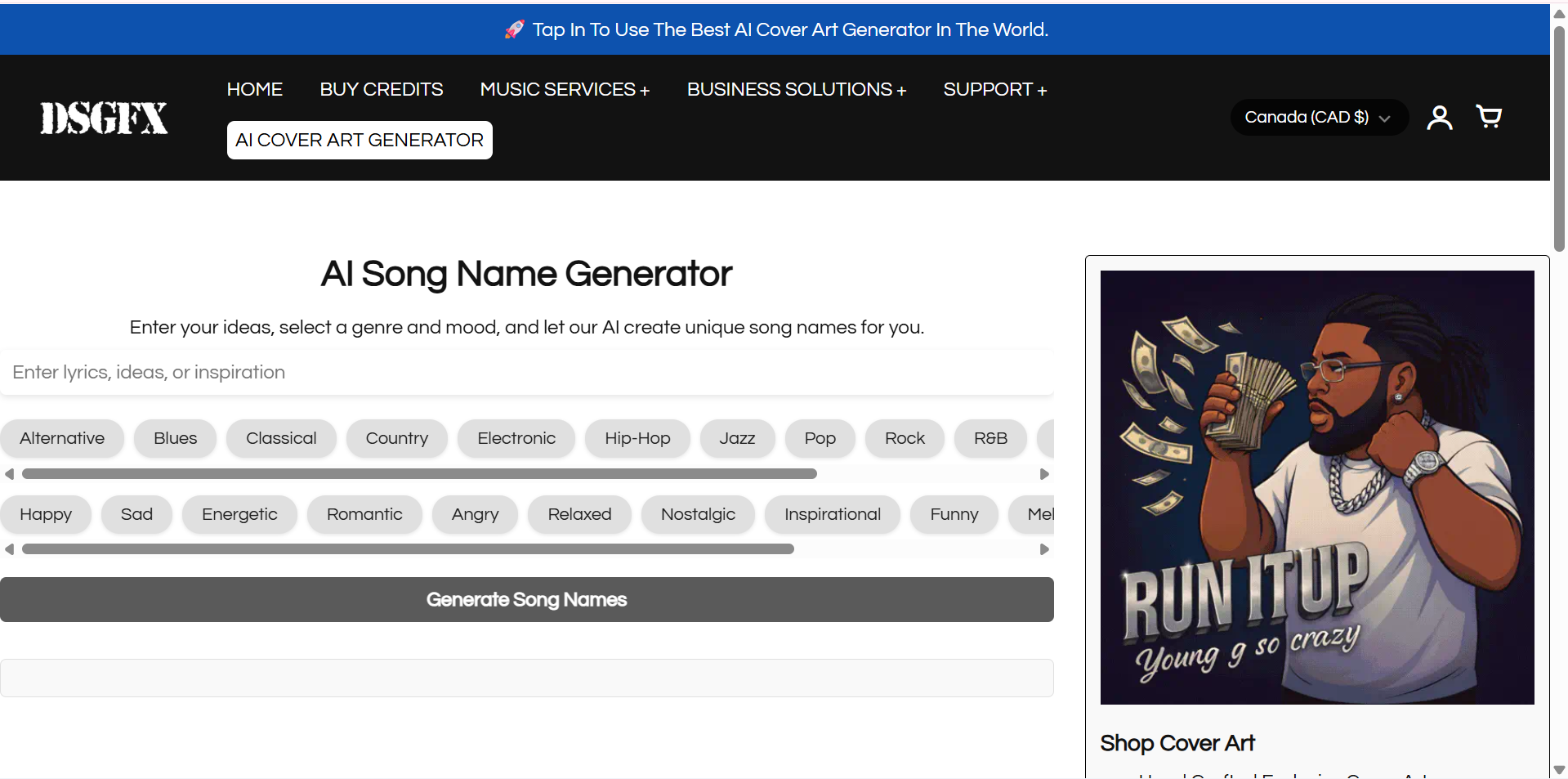 DontSleepGFX Songtitel-Generator-Schnittstelle