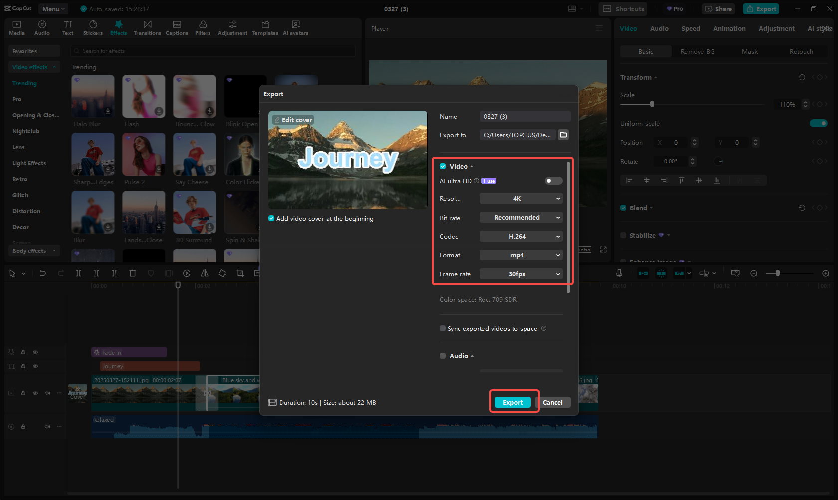Export and share the slideshow