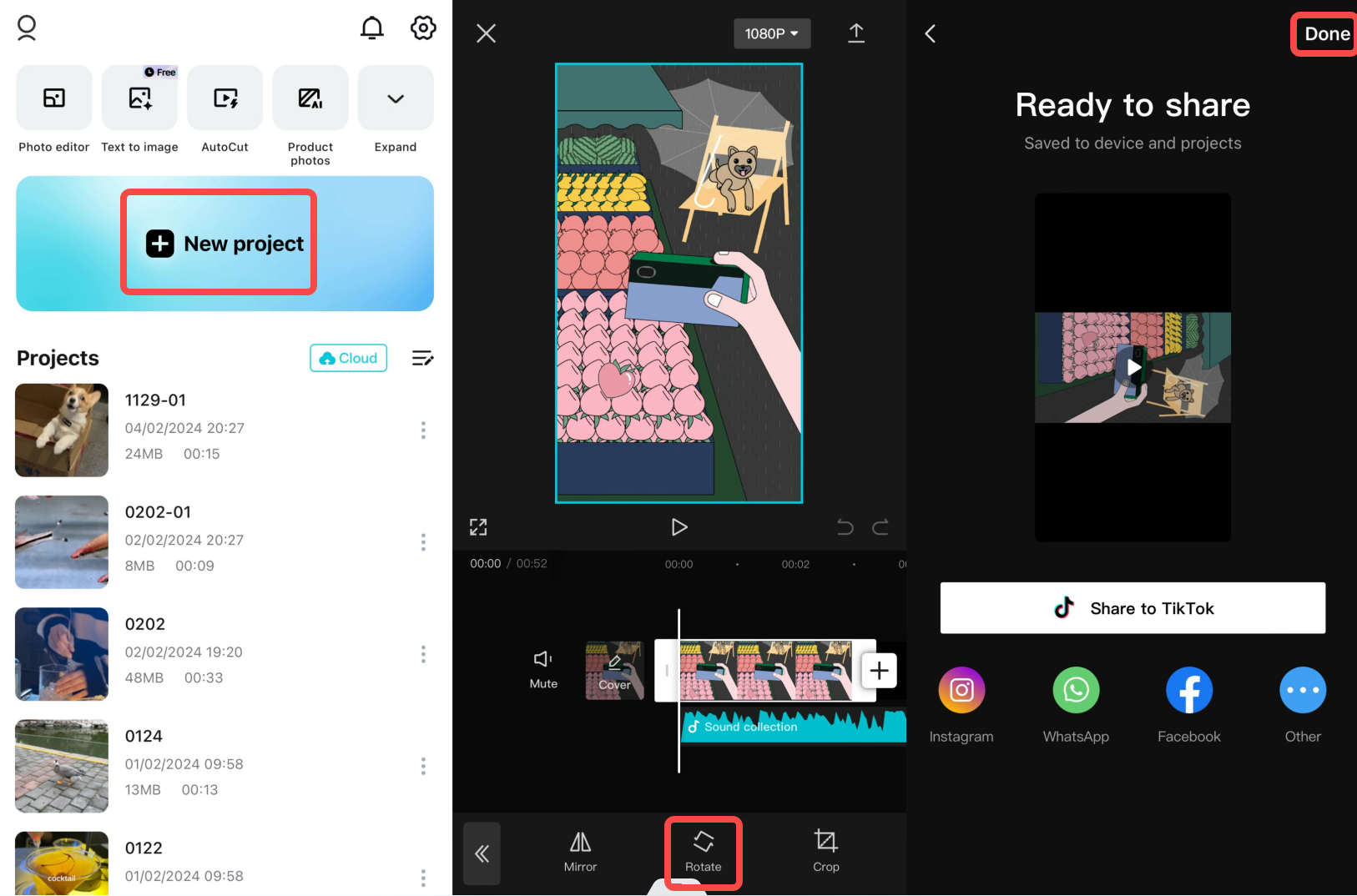 Export and share