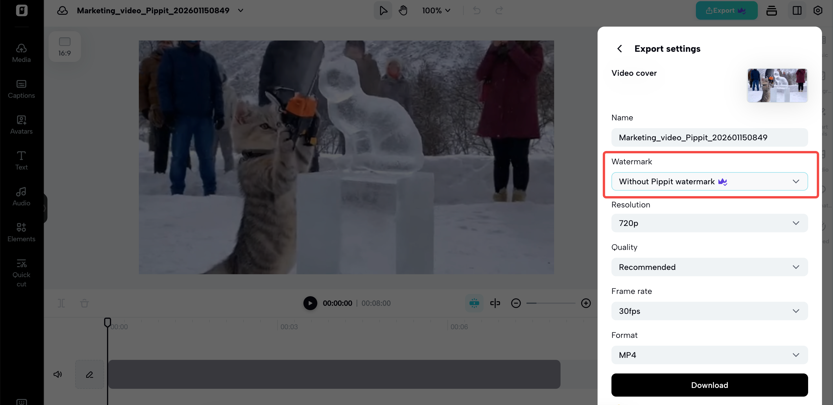 Download your video without watermark