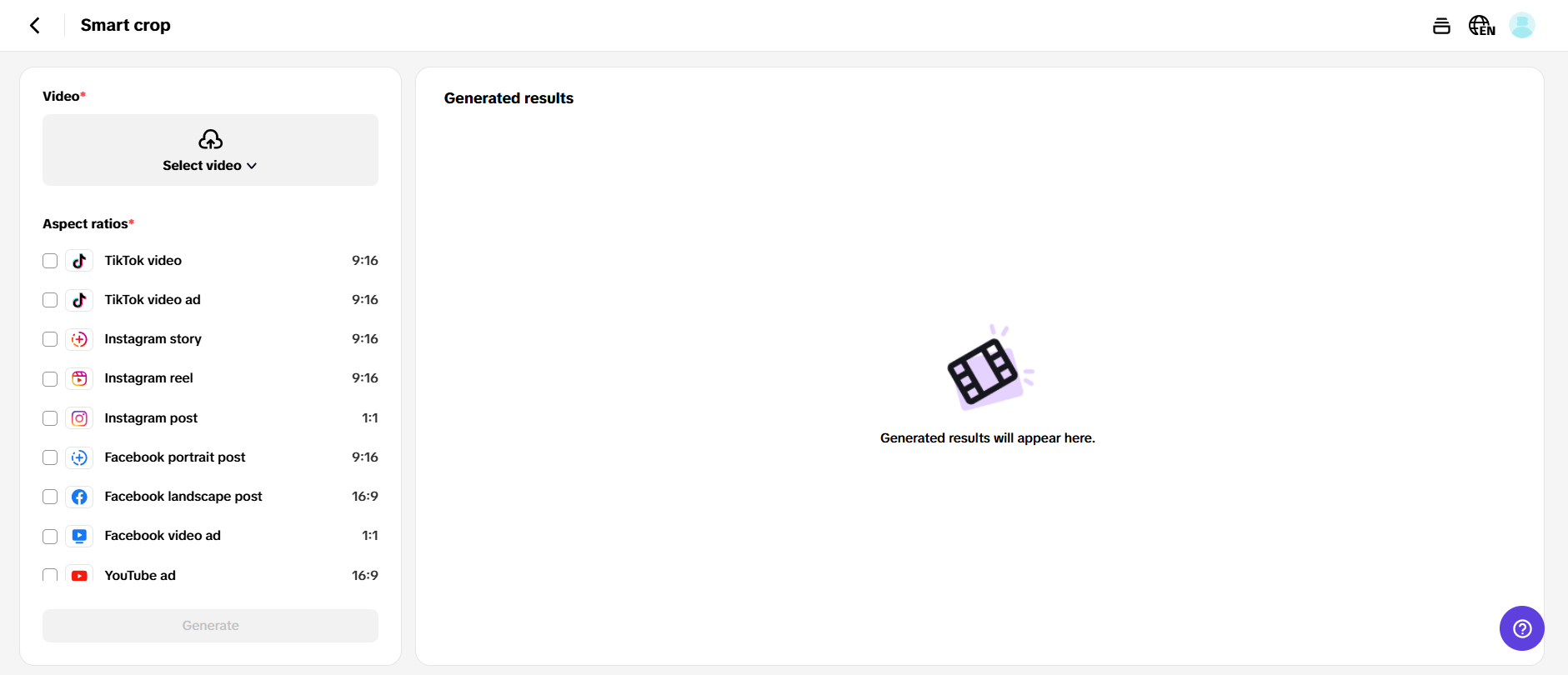 Corte vídeos para todas as plataformas.
