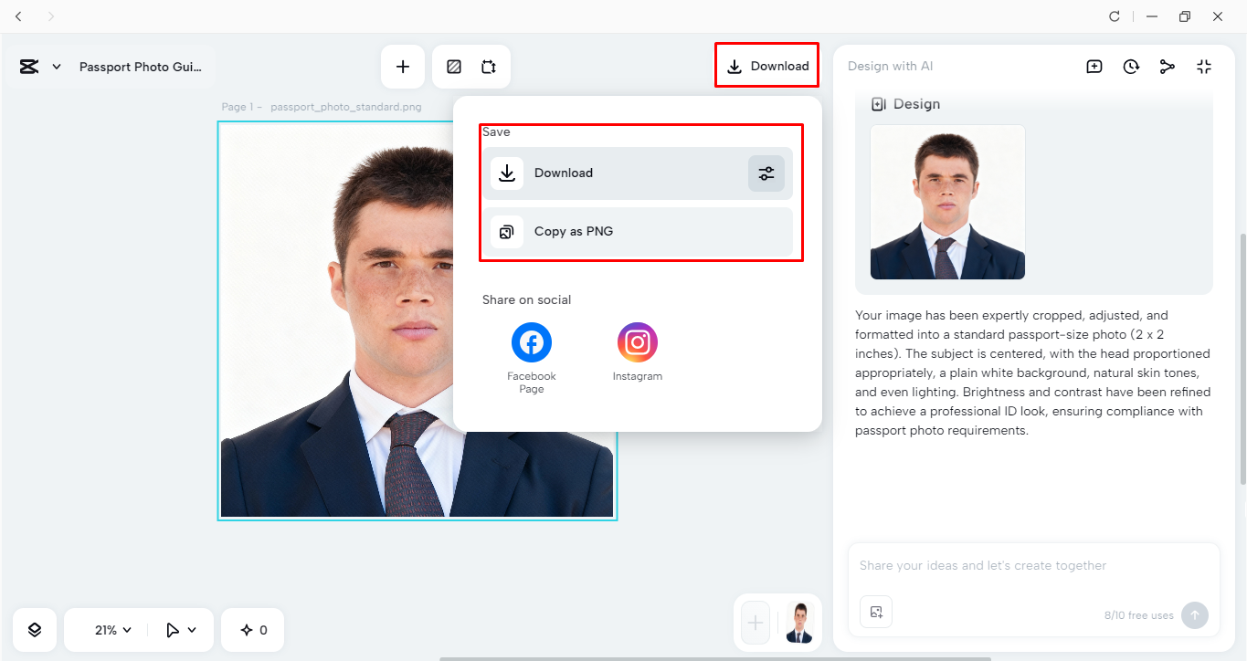 How to download a passport-size photo