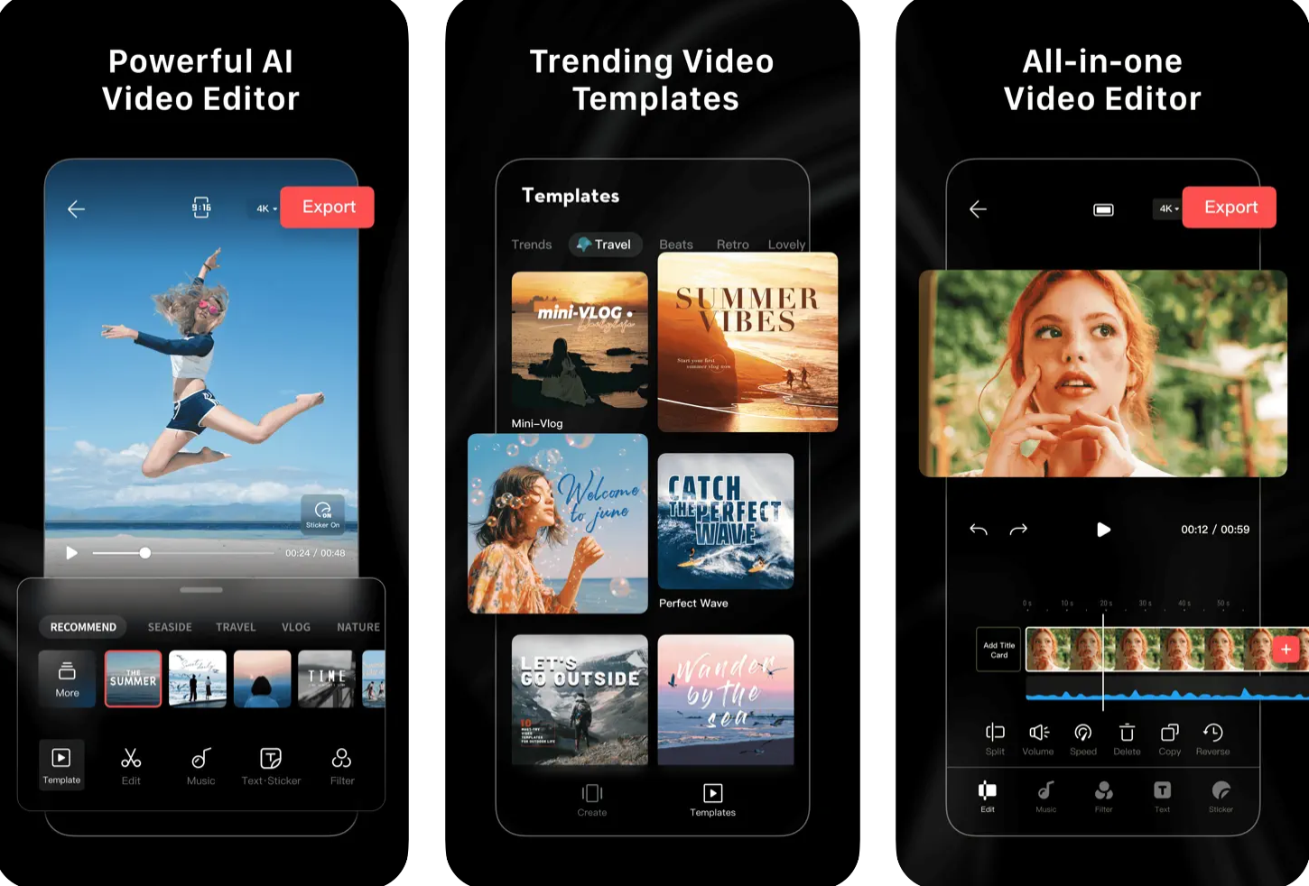 DJI-videoeditorin käyttöliittymä
