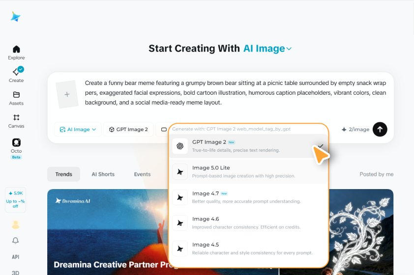 Choose the model and adjust settings