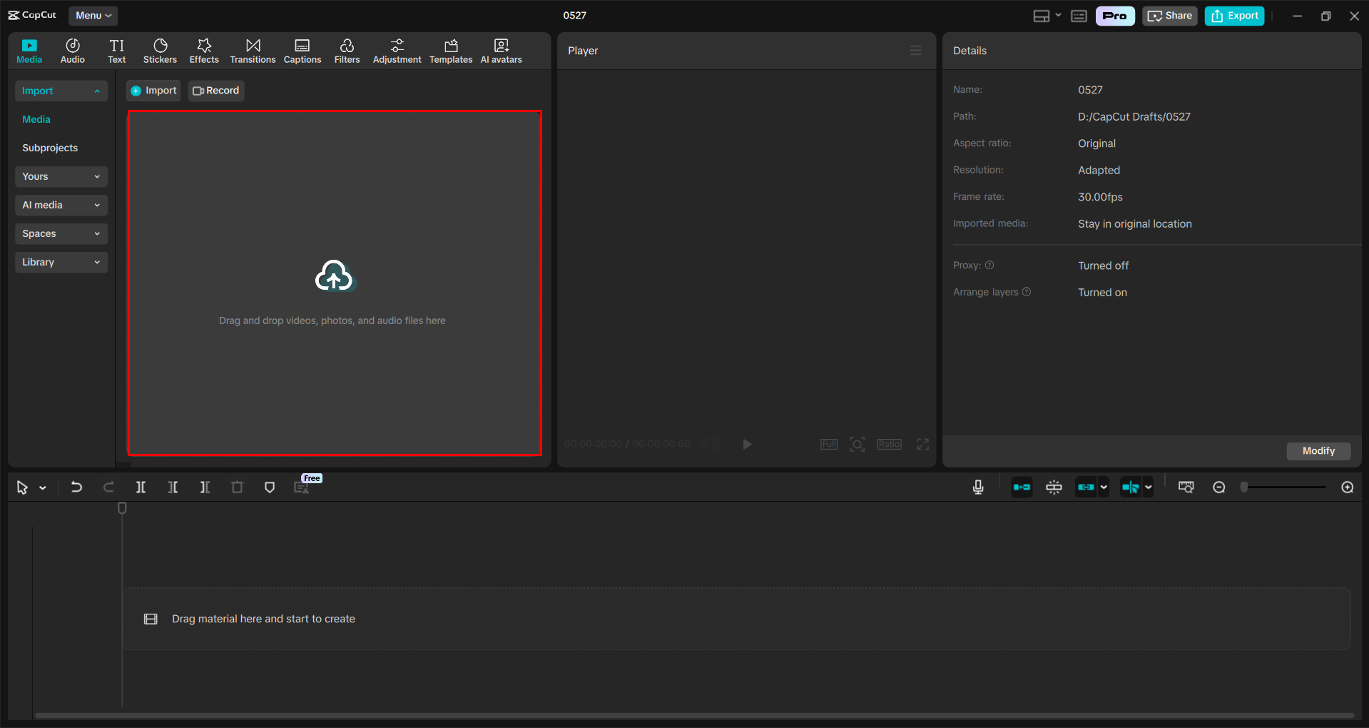 Importing an image into the CapCut desktop video editor