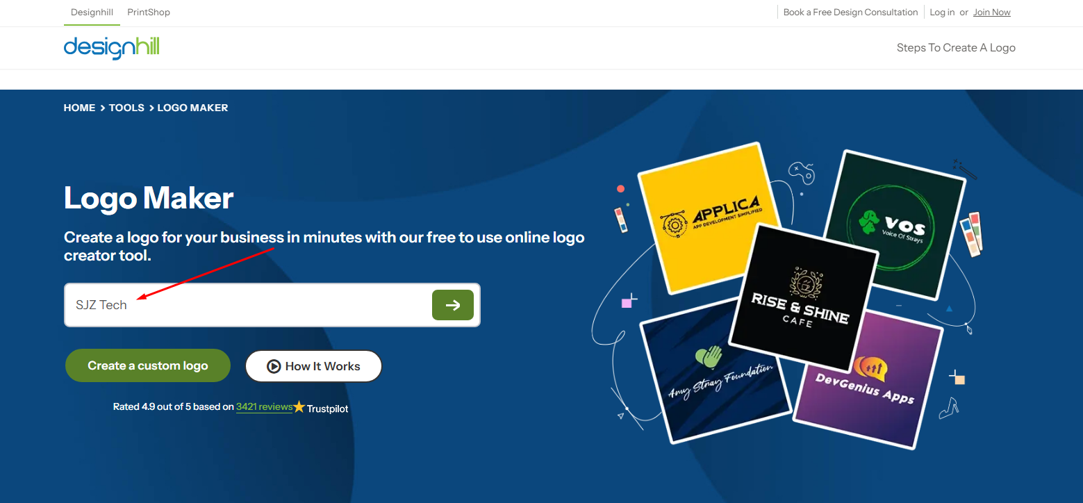 Bắt đầu bằng cách nhập tên doanh nghiệp của bạn