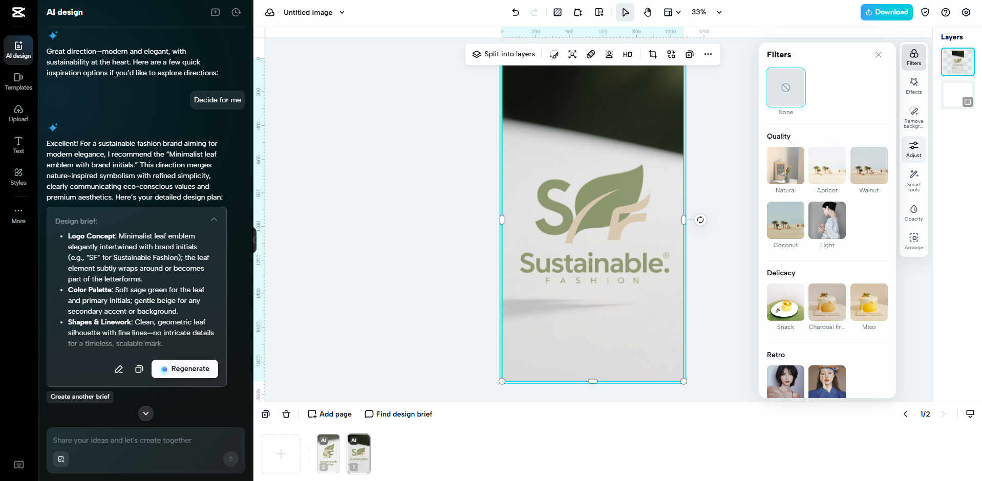 Interface of CapCut Web - an easier way to design images