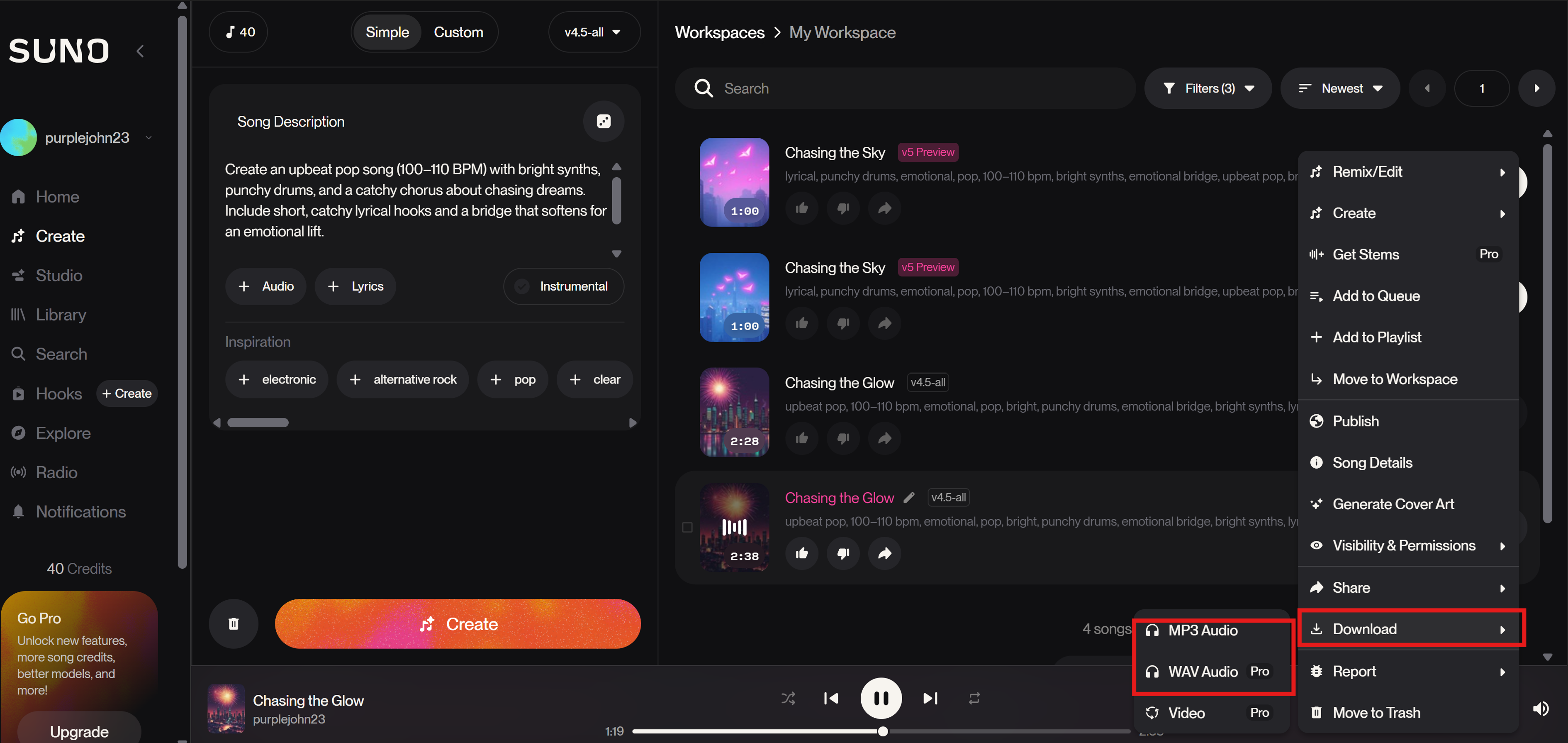 Generate your audio with Suno AI