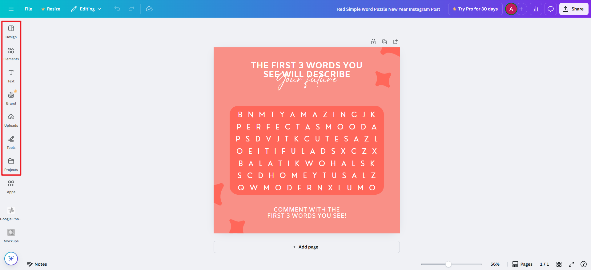 Criar minha palavra busca