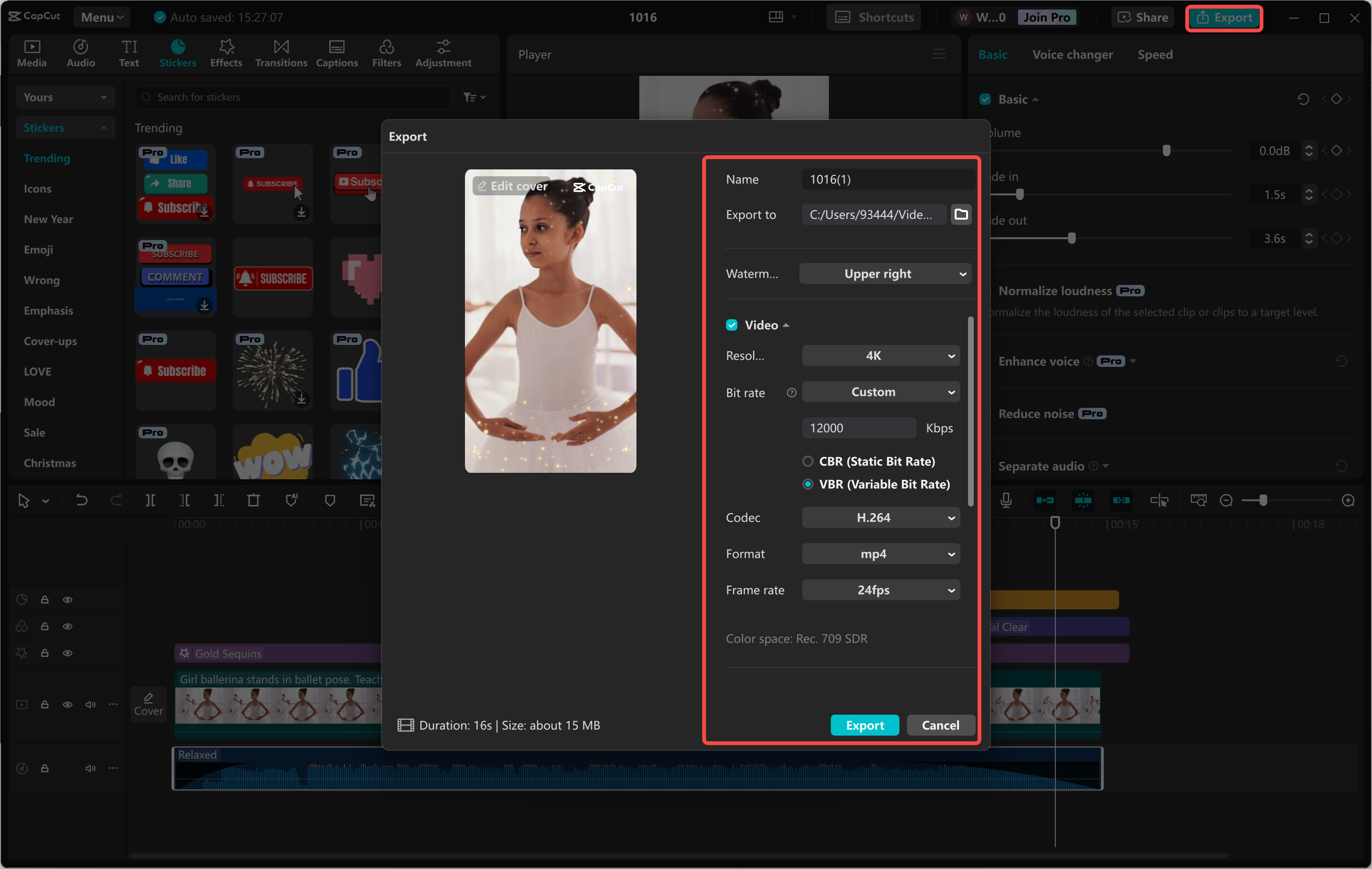 Exporting or sharing the short from the CapCut desktop video editor