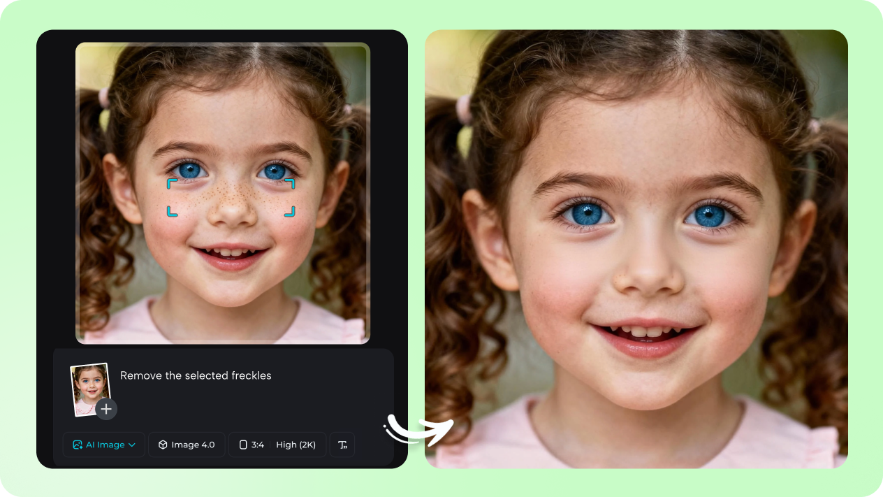  baby face with AI interactive editing