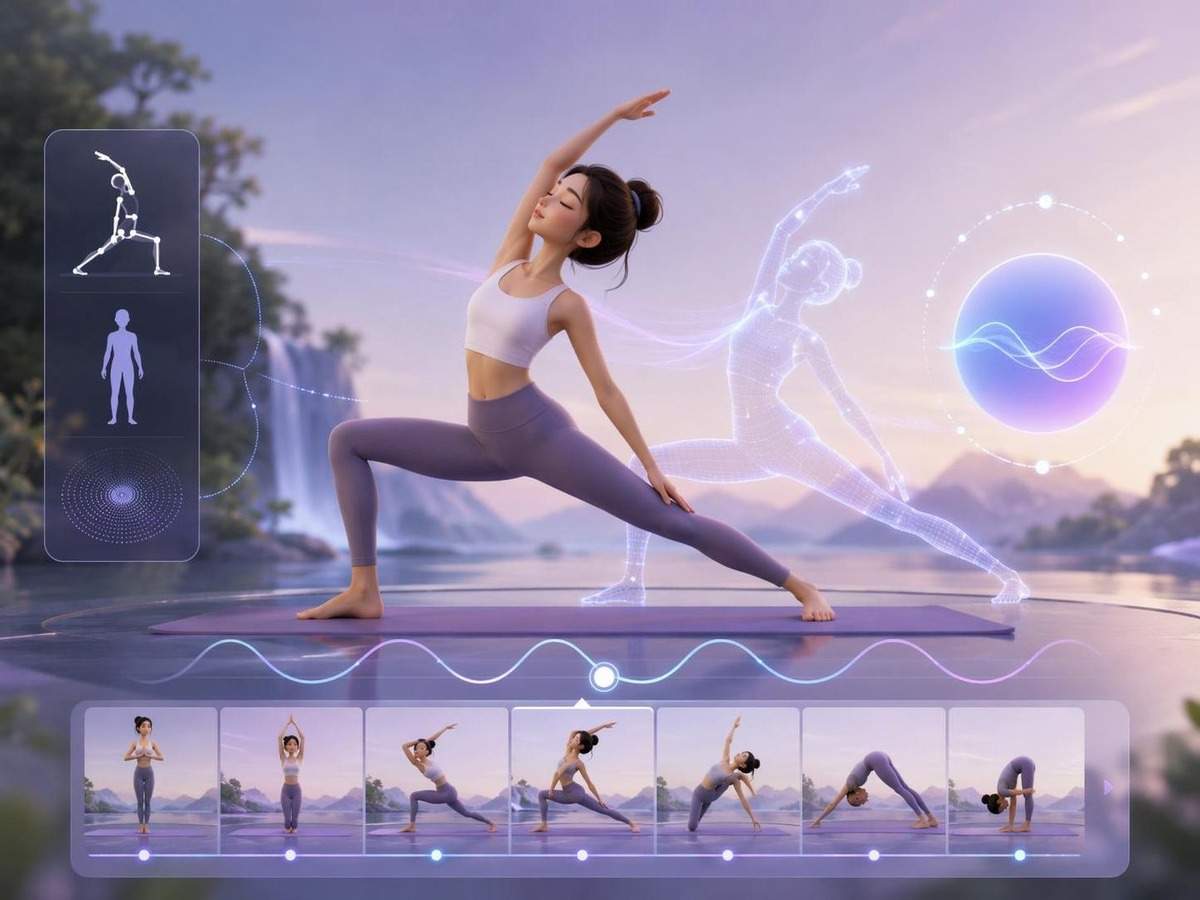 yoga motion transfer AI prompt cover 3 in 4:3