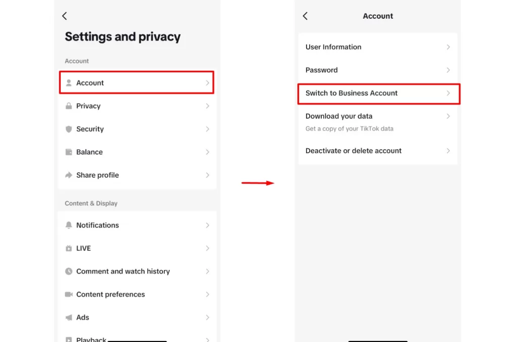 TikTok에서 비즈니스 계정으로 전환하기