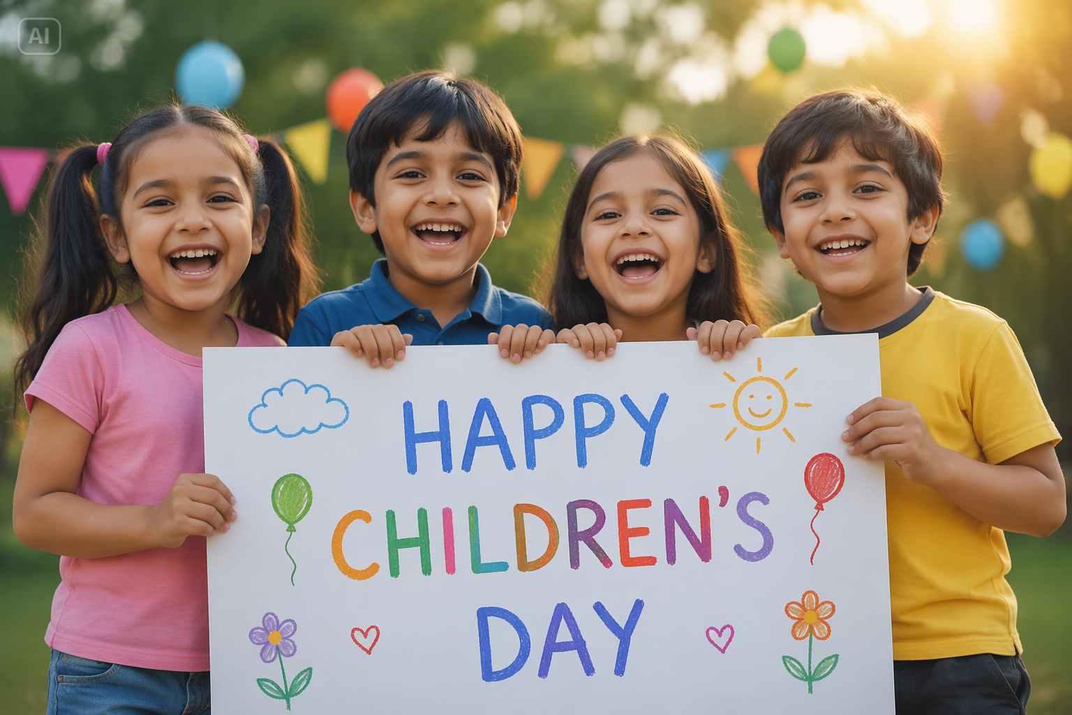 ai children day photo background