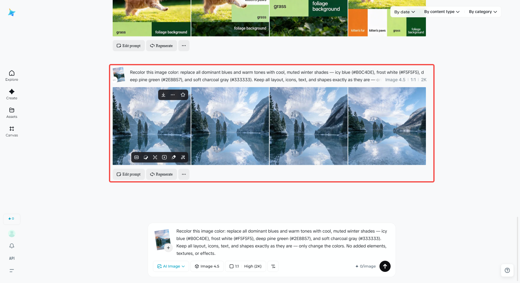 Alegeți imaginea recolorată în Dreamina