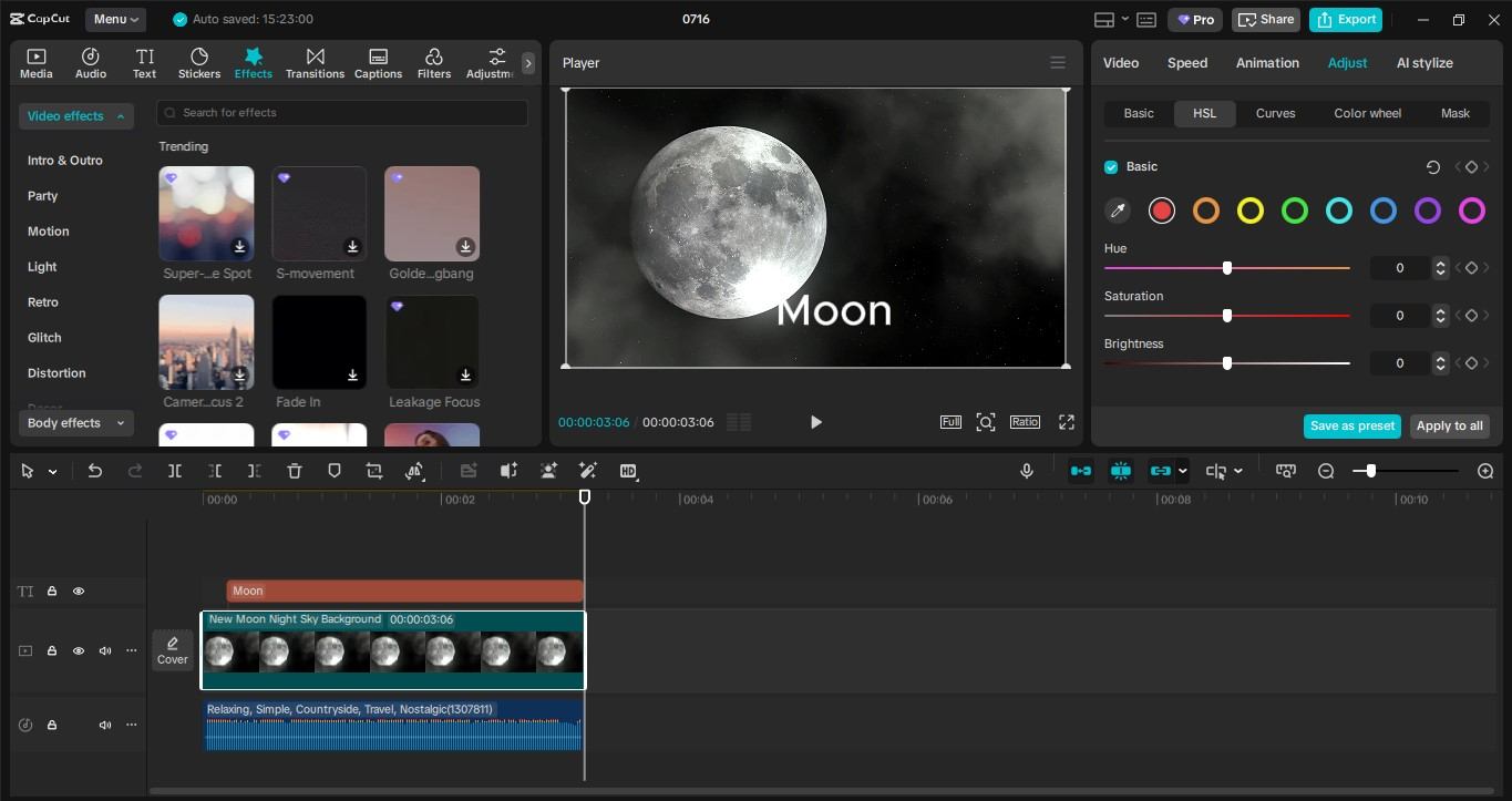 Mengedit antarmuka editor video desktop CapCut