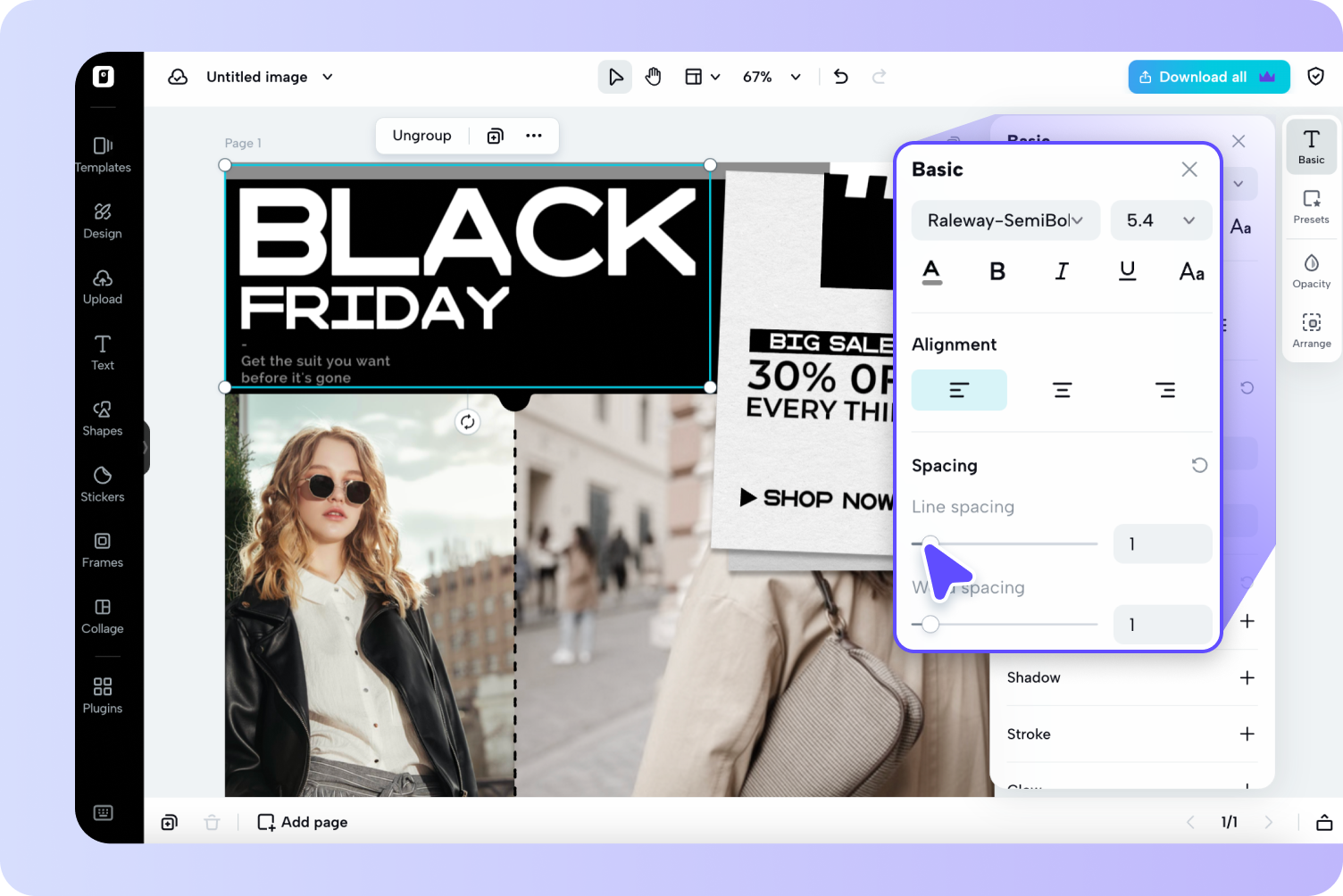 Edit your text and image