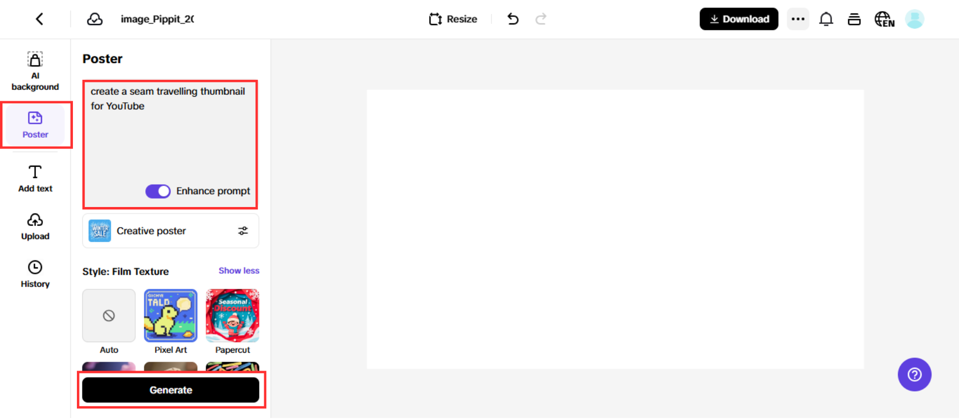 Generate your YouTube thumbnail