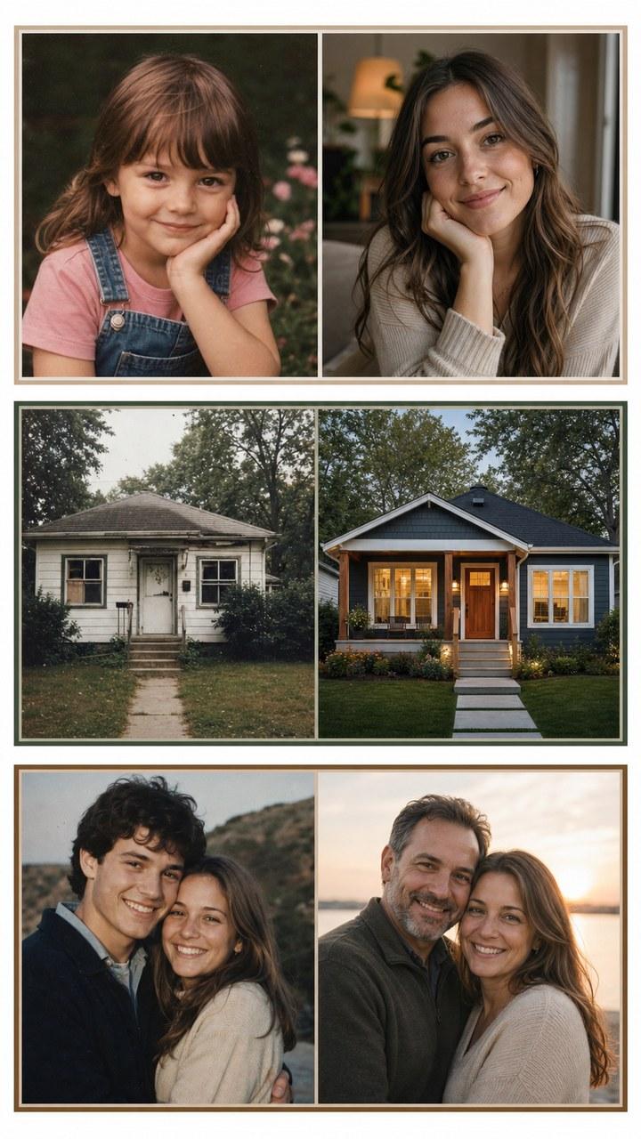 then and now photo collage mobile hero