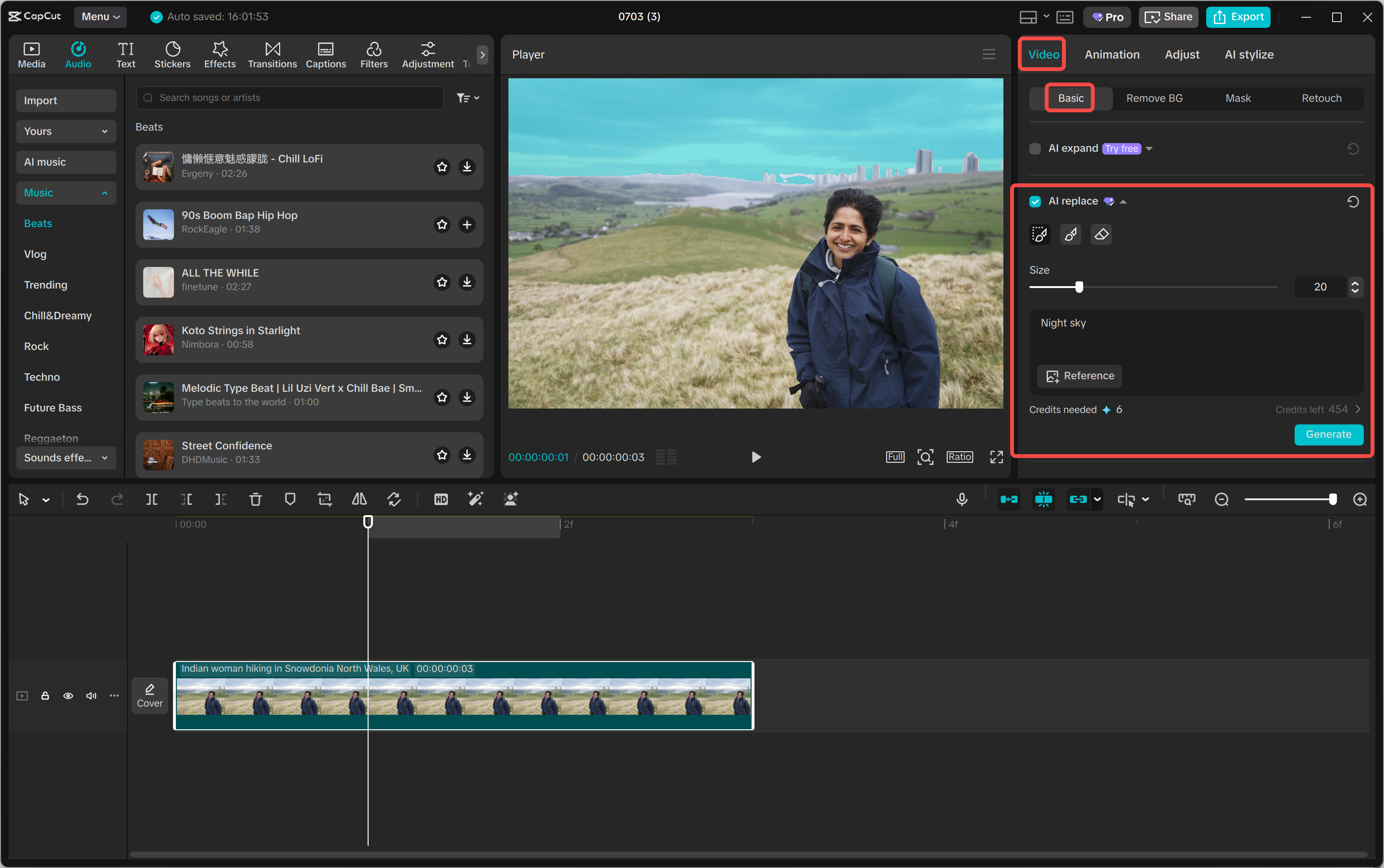 Replacing the background with AI in the CapCut desktop video editor