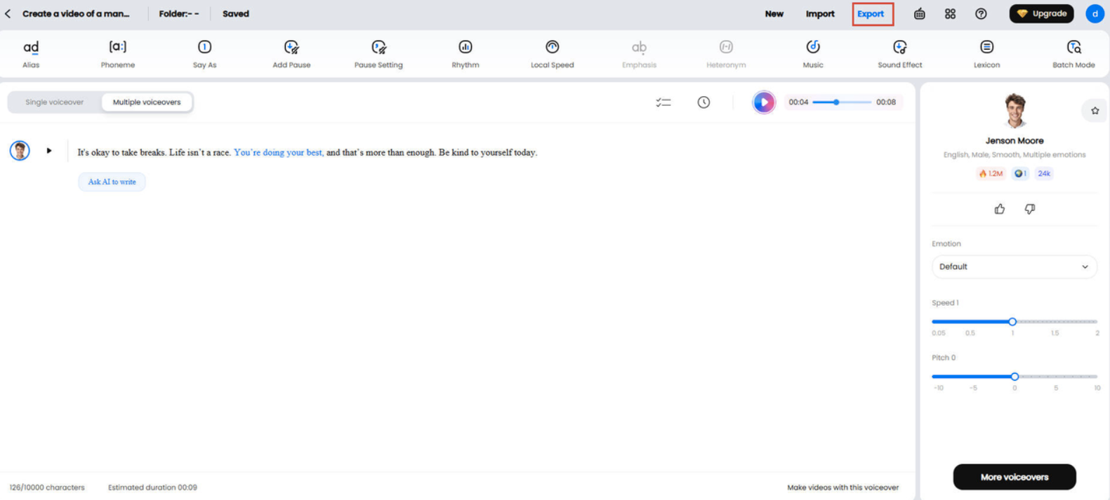 dupdub ai text to speech