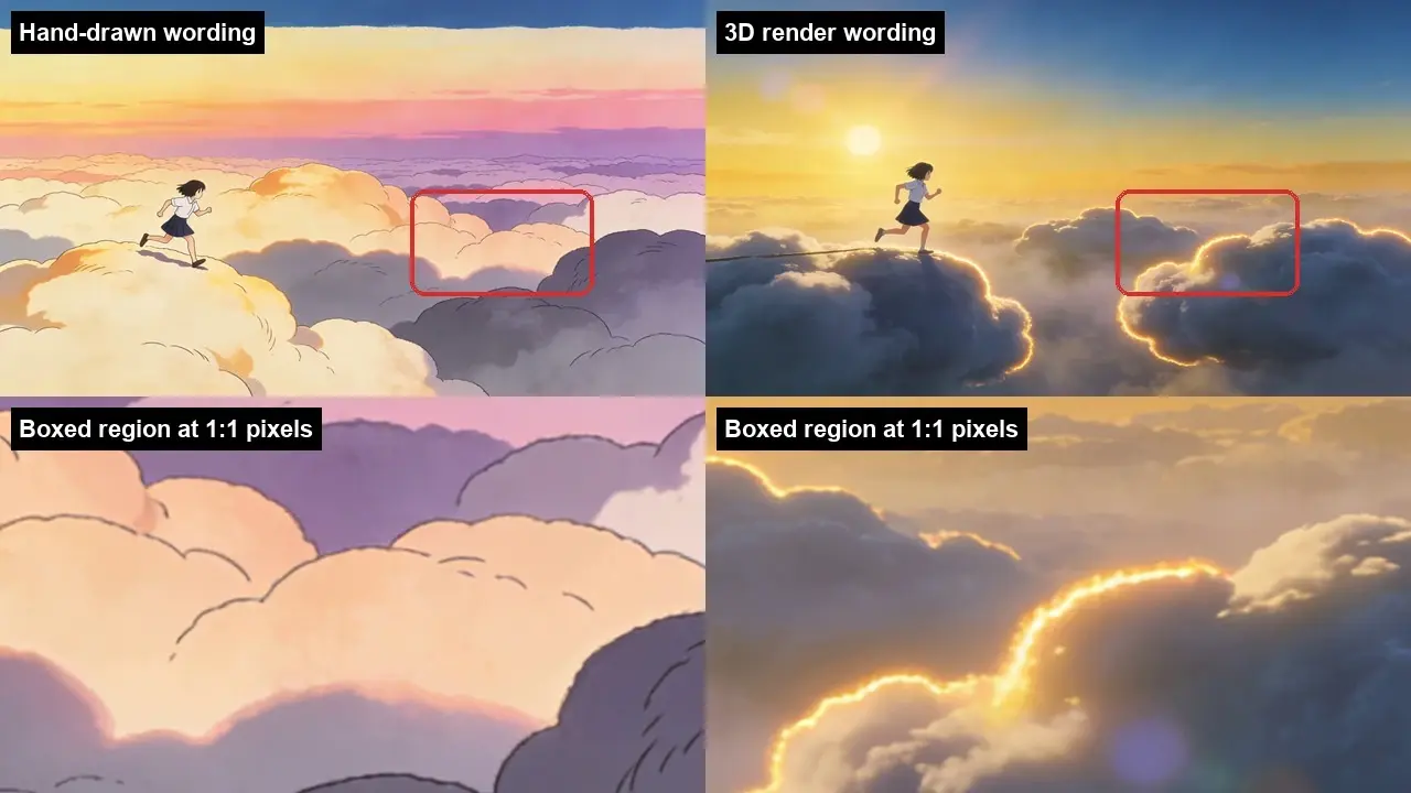 Side-by-side clouds comparison: hand-drawn outline style versus glowing 3D render