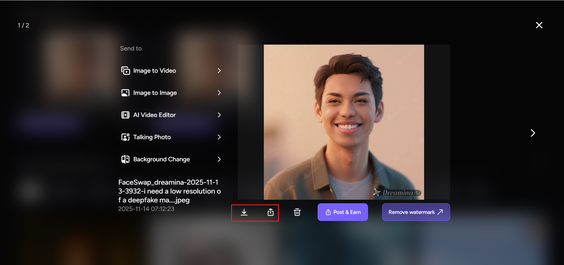 Descarga tu resultado deepfake