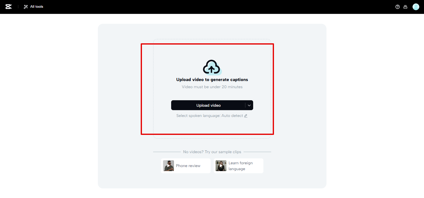 Uploading video to CapCut Web