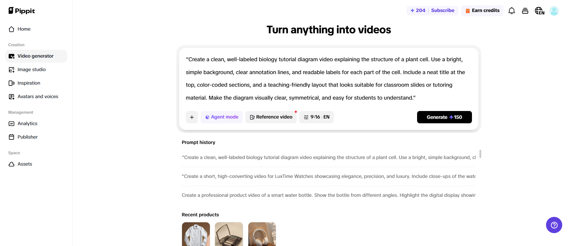 Create text into video