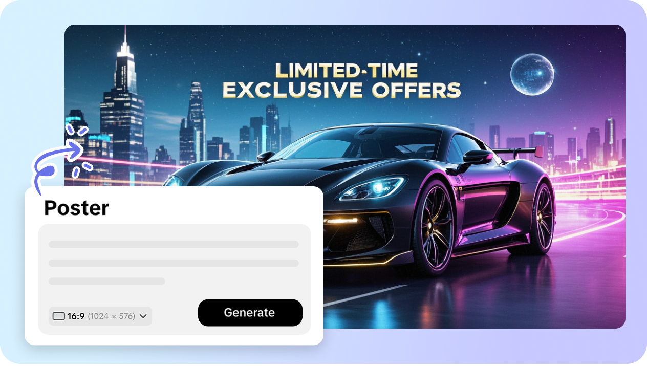 AI destekli araba modeli reklamı oluşturma