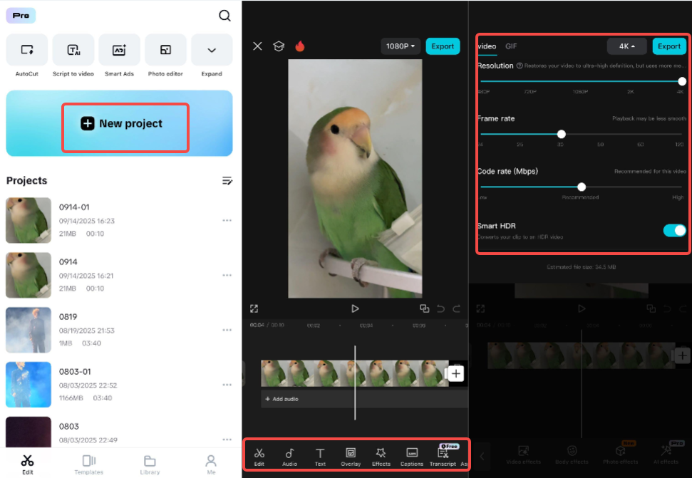 Using the CapCut mobile app to edit videos