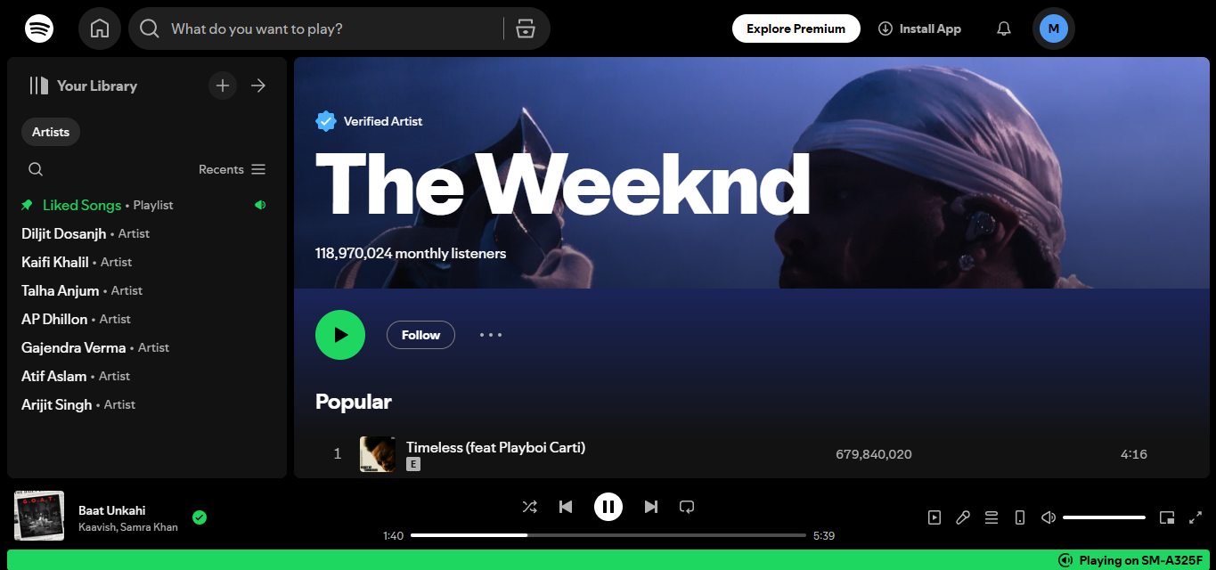 The Weeknd - one of the top artists of all time on Spotify