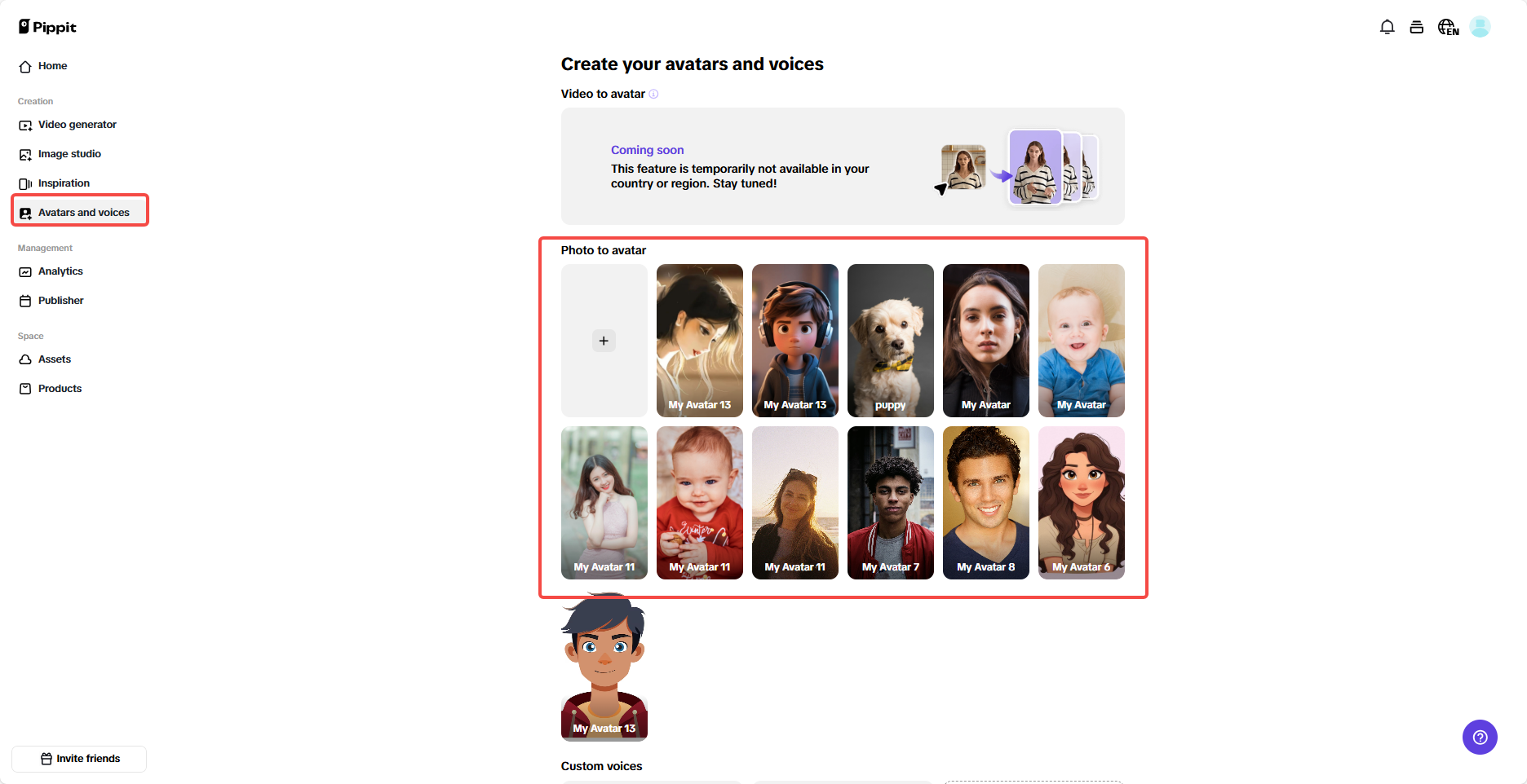 Geração de avatar com IA