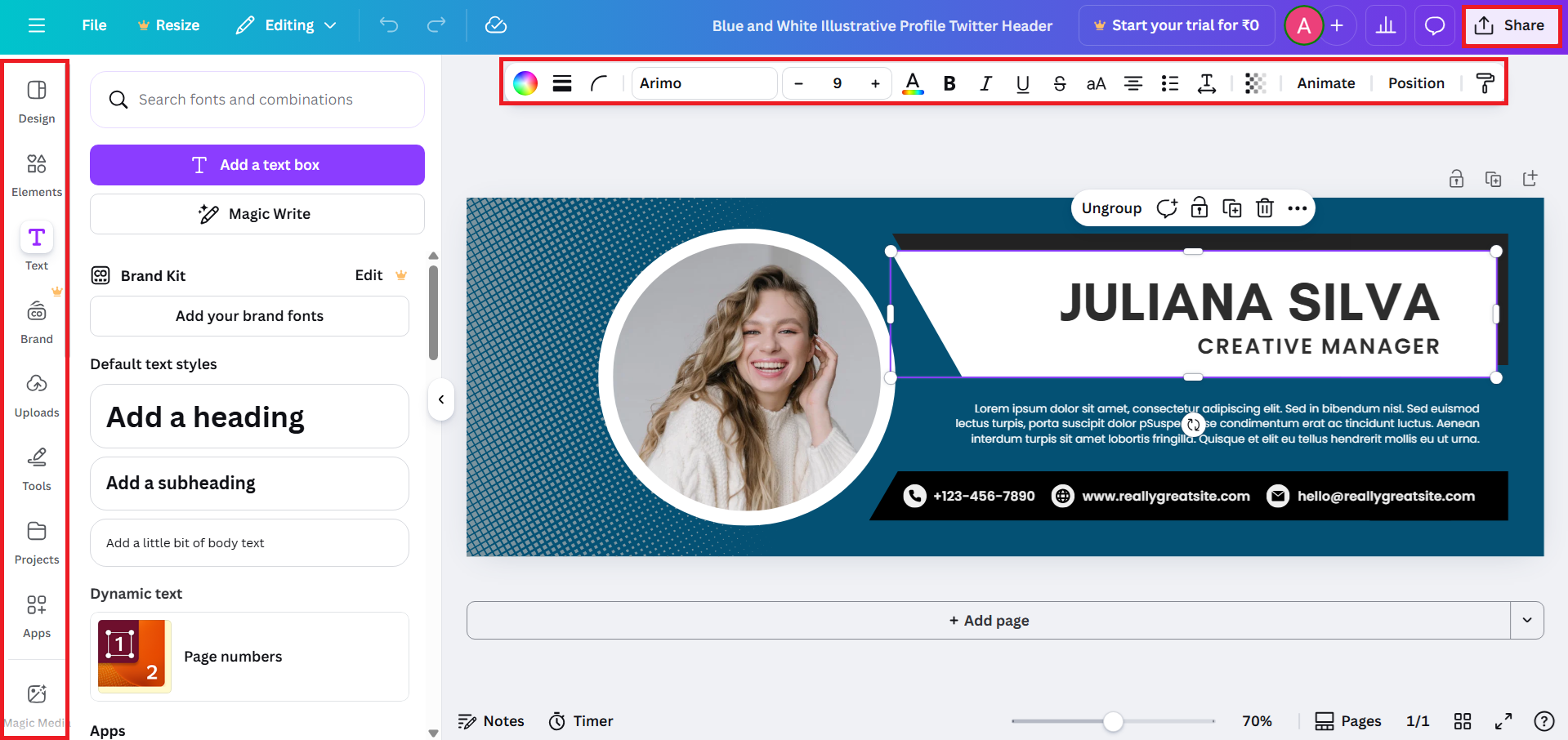 Finalize and download your banner