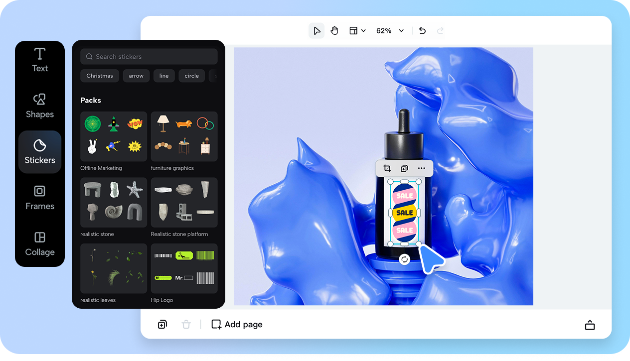 Drag-and-drop tools with a rich media library