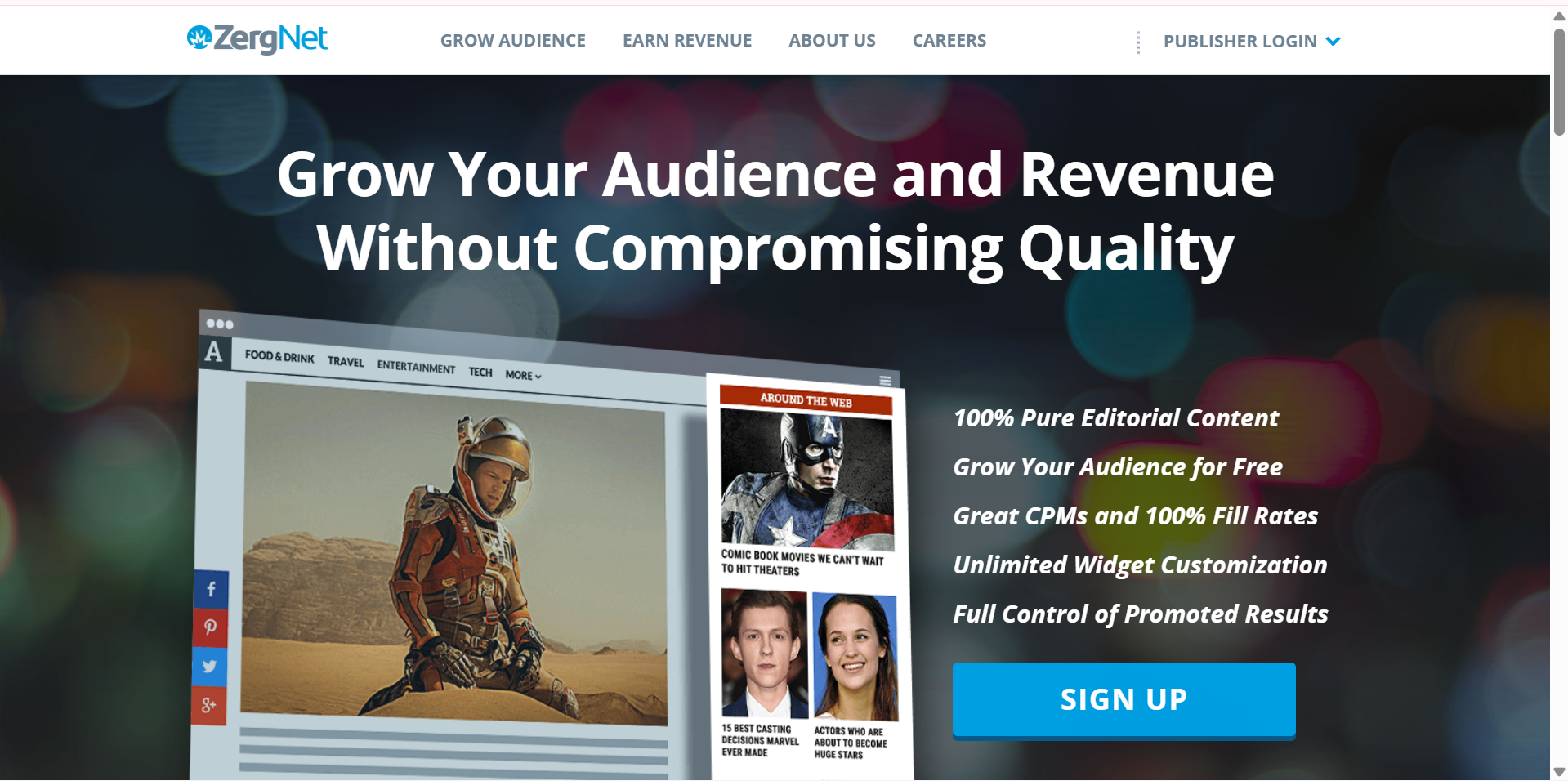 Interface of Zergnet