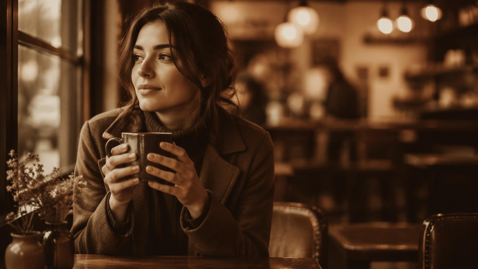 Dreamina Kaffee Fotofilter Prompt Beispiel 5: Cozy Reading Cafe