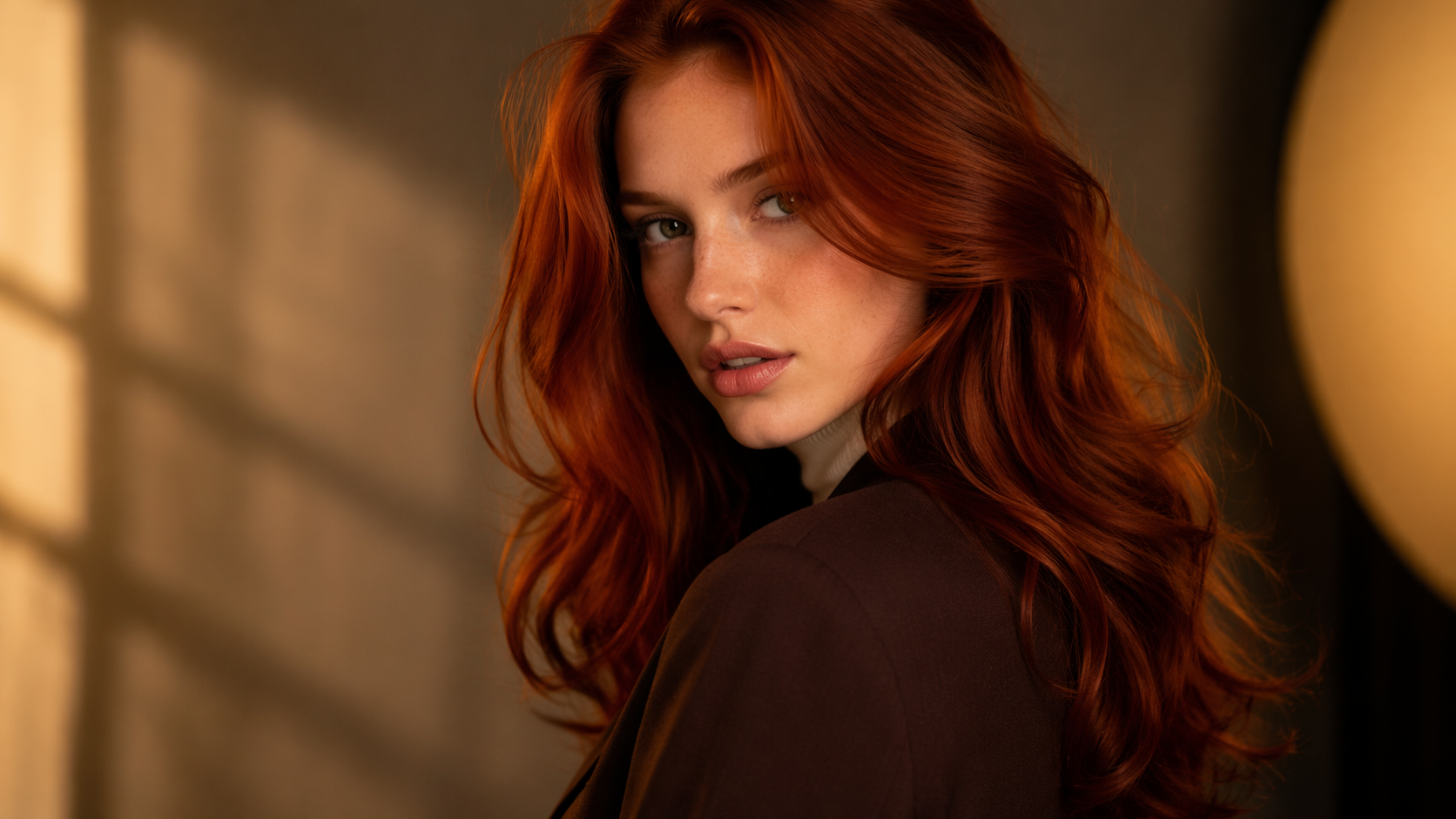 Przykład podpowiedzi filtra do włosów Dreamina Red 5: Rich Auburn Waves