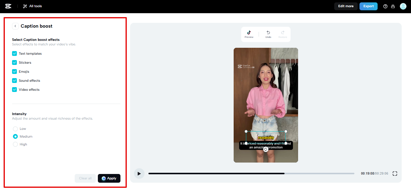 CapCut Web caption boost
