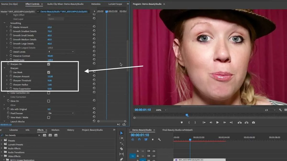 Interfaz de Adobe Premiere Pro - una eficiente aplicación de edición de video facial