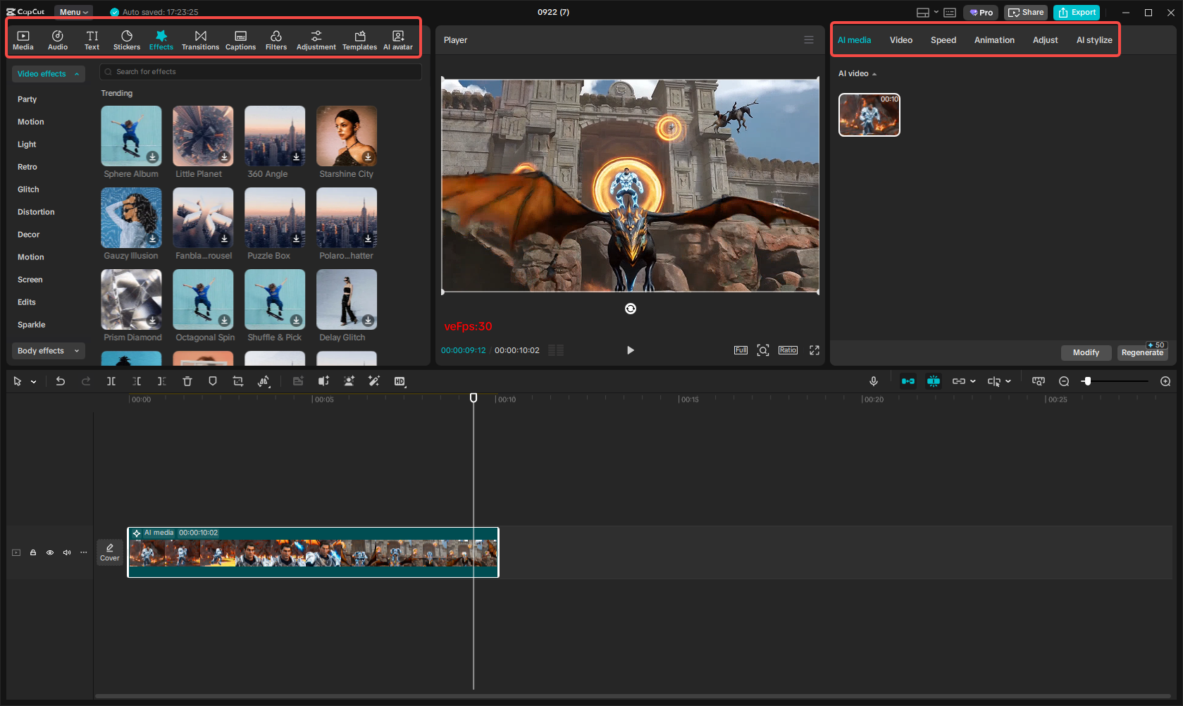 Edit the generated video