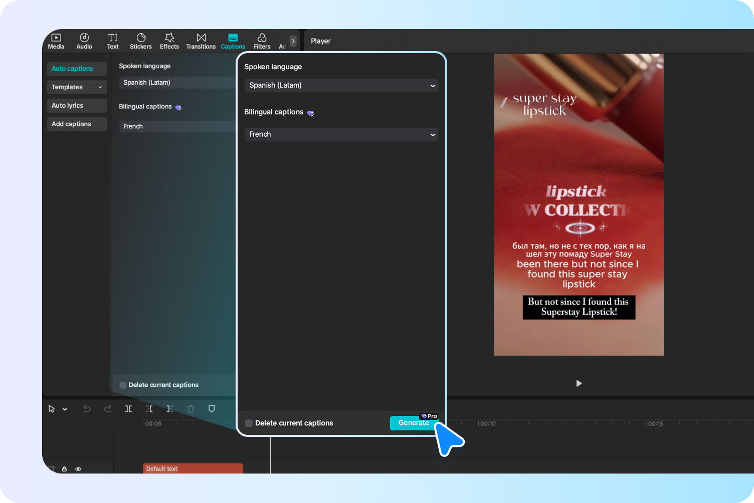 Translate Spanish to French with one click