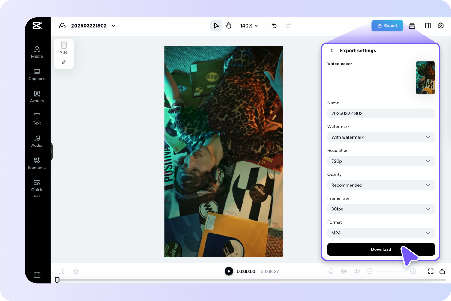 ส่งออกวิดีโอของคุณ