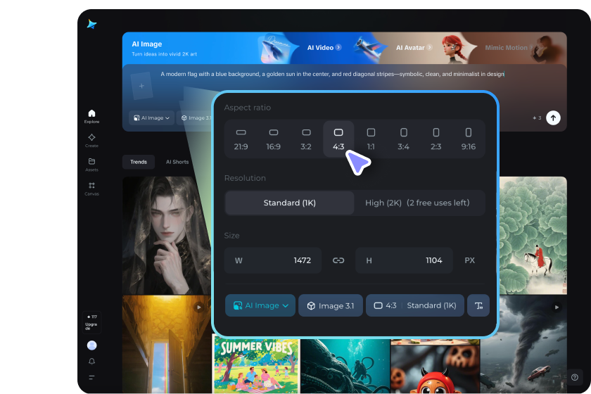 Selecting the Seedance model in the AI flag generator