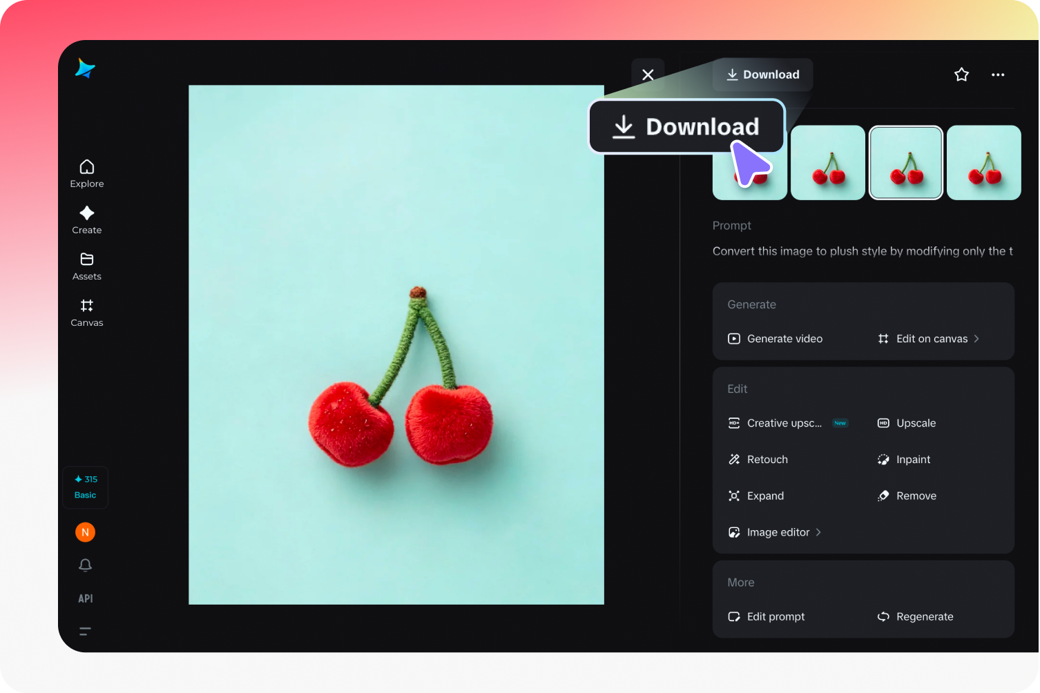  Download plush-style image from Dreamina