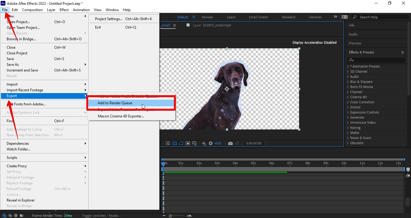 Exporting video from After Effects