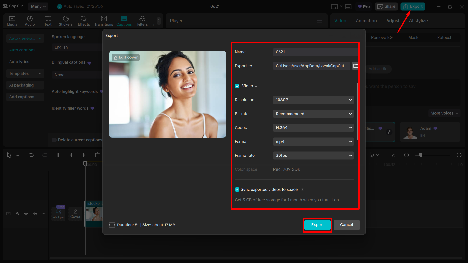 Videoyu CapCut masaüstü video düzenleyicisinden dışa aktarma