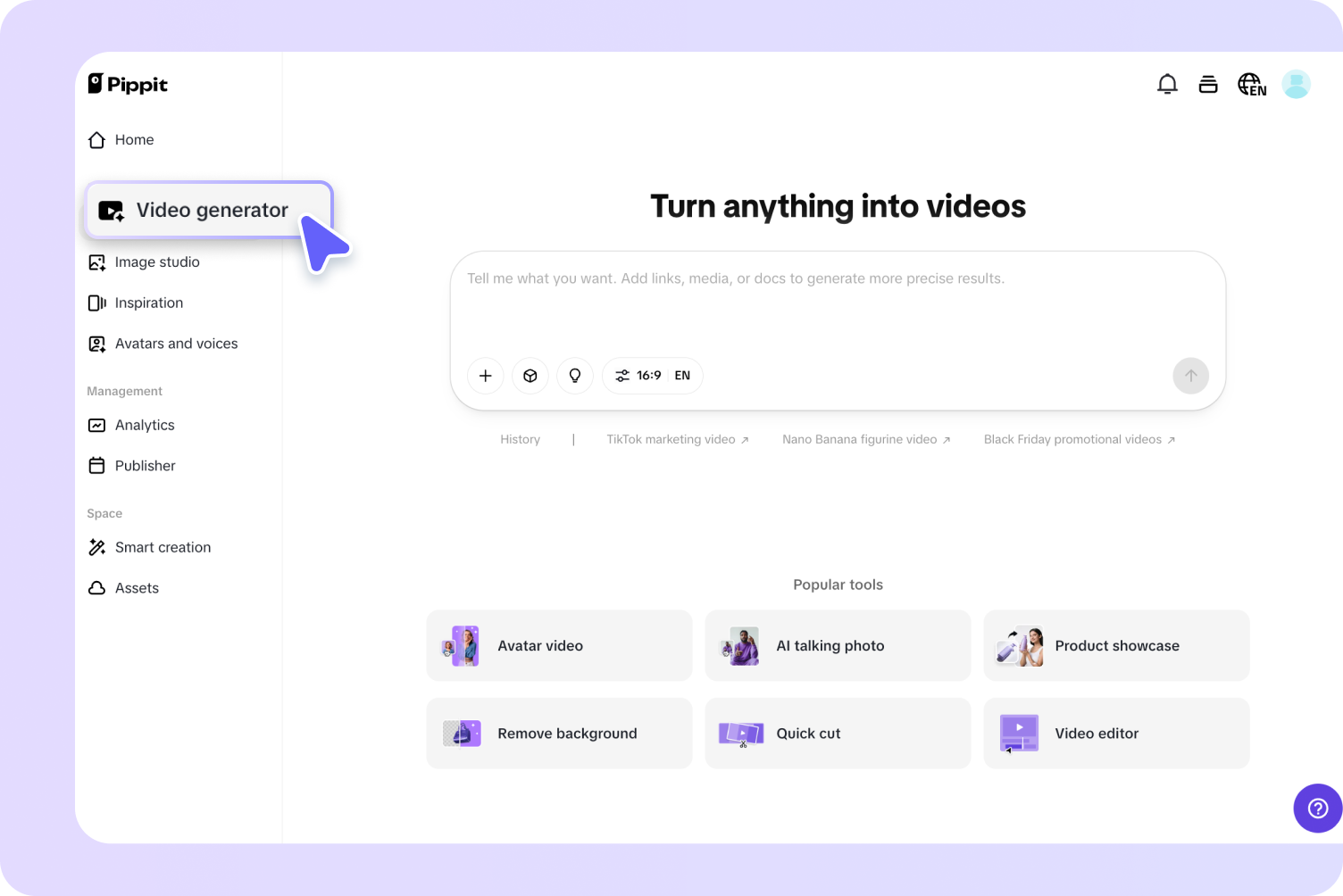 Opent the video generator