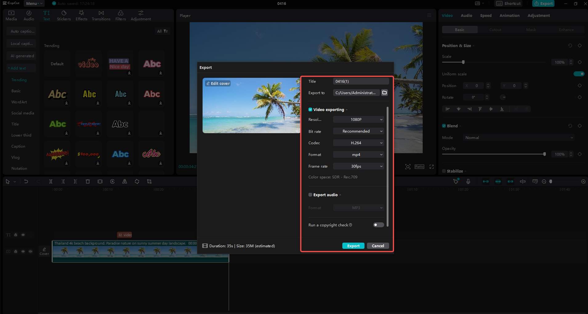 Export and share
