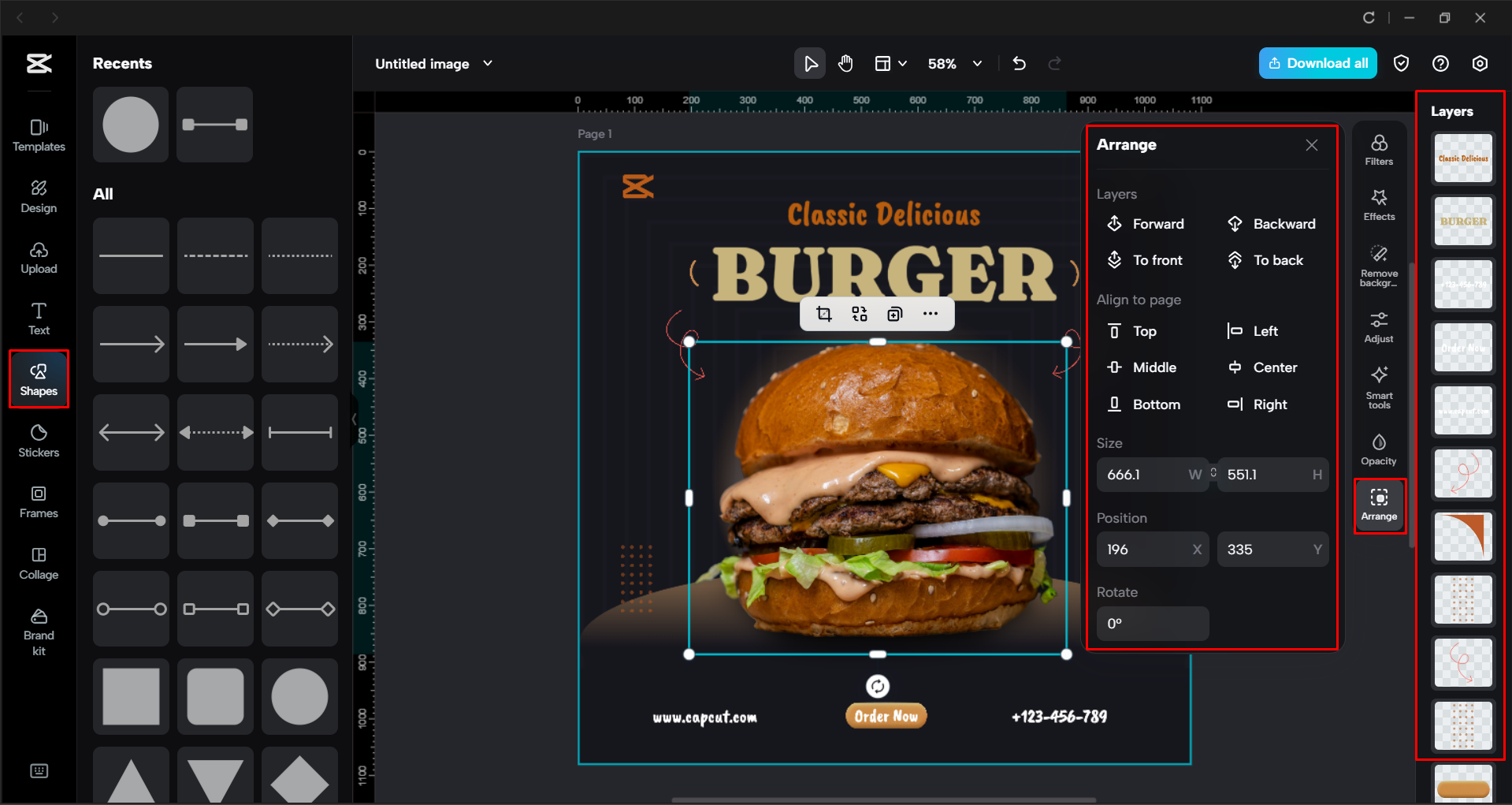Layering images with the CapCut desktop video editor